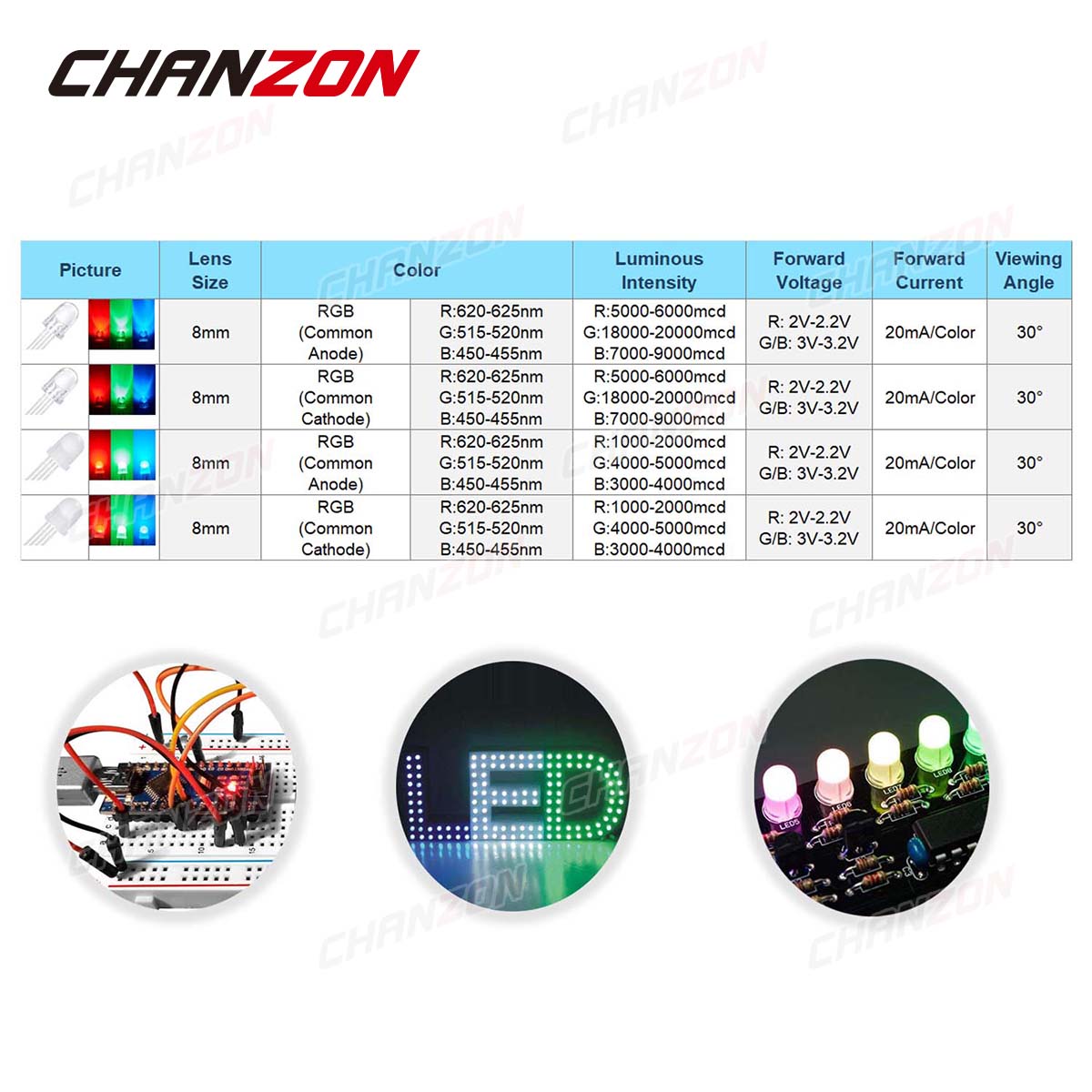 50 peças 8mm rgb led diodo emi - Science And Hobby avaliação e preço