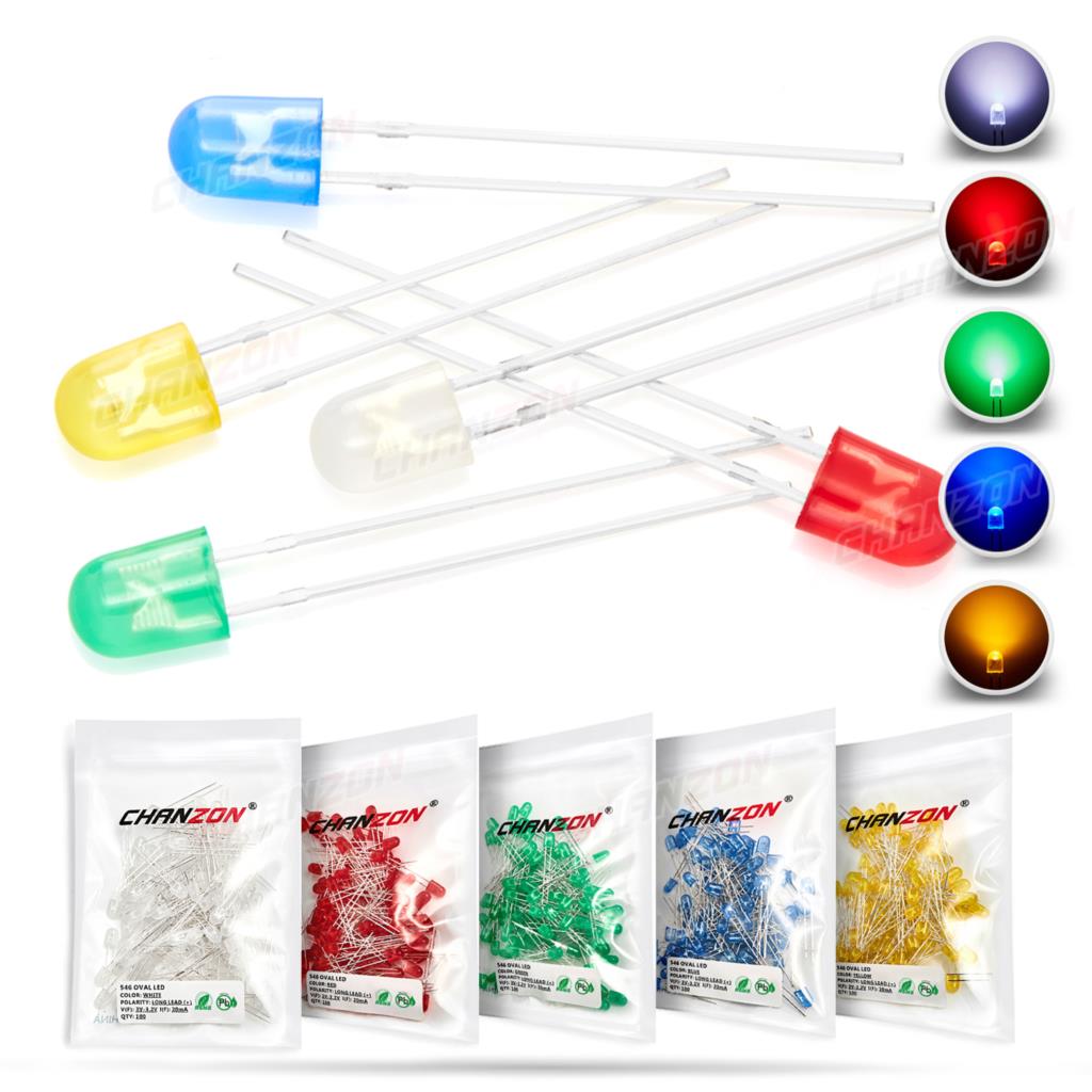 100 peças 5mm diodo led oval 5 - Science And Hobby avaliação e preço
